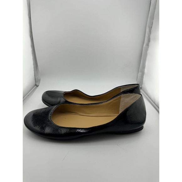 Nine West Fascinate Ballet Flats Size 7.5M Black Patent Leather Round Toe Shoes - Picture 5 of 11